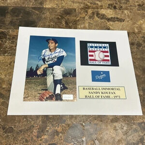 Dodgers legend Sandy Koufax autographed photo matted